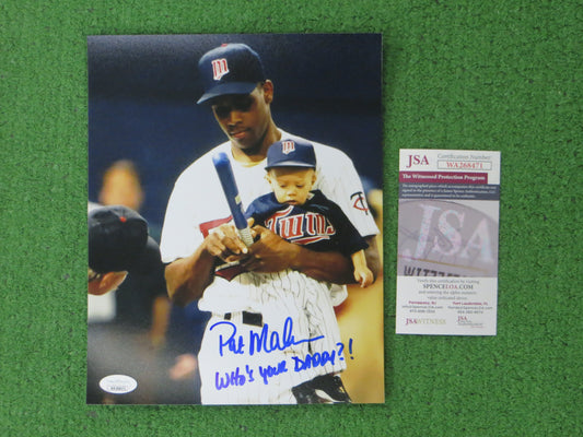 PAT MAHOMES SR. MINNESOTA TWINS SIGNED 8x10 PHOTO WHO'S YOUR DADDY CHIEFS JSA