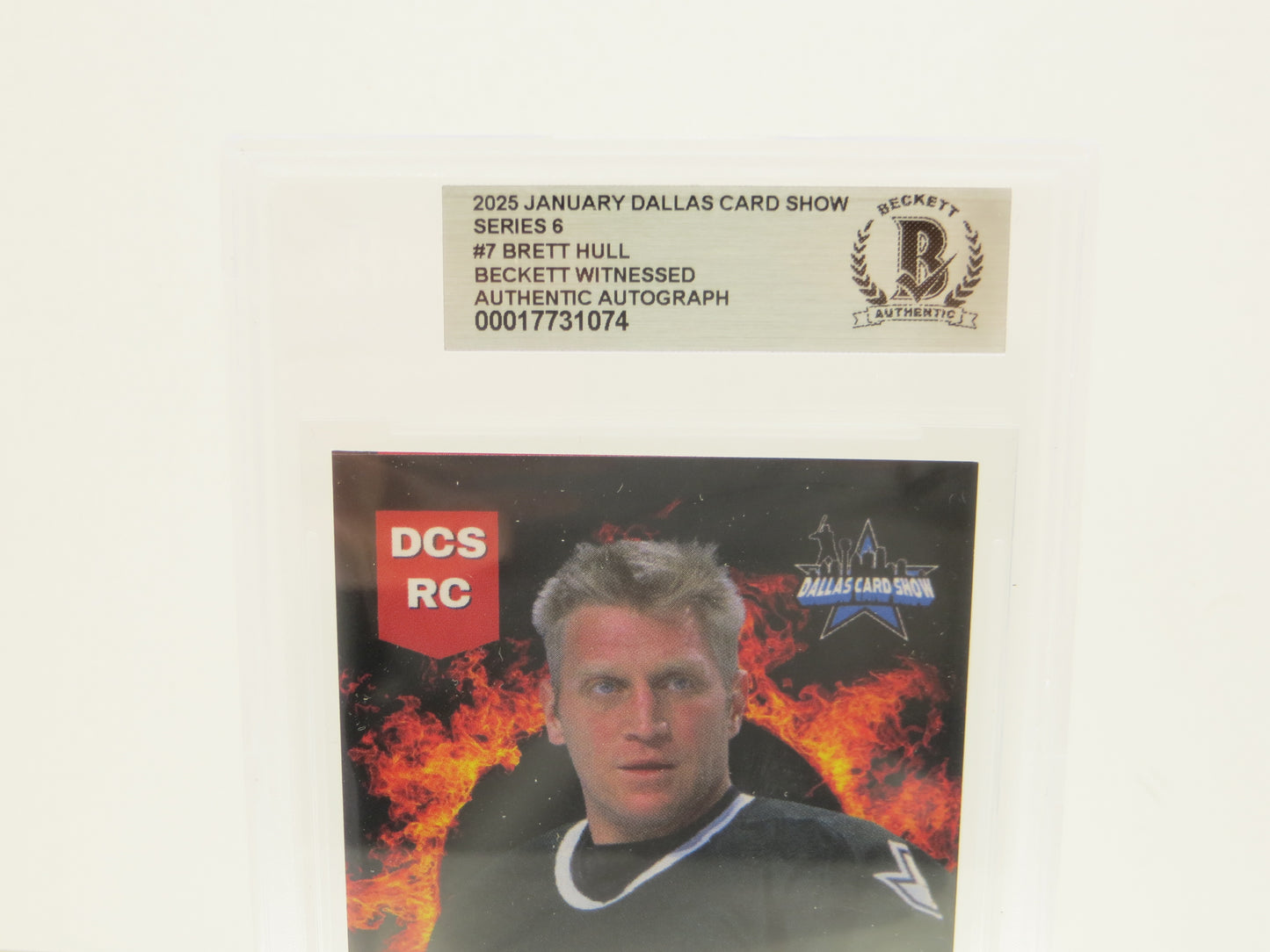 2025 JAN DALLAS CARD SHOW SERIES 6 BRETT HULL #7 DALLAS STARS SIGNED BAS SLAB