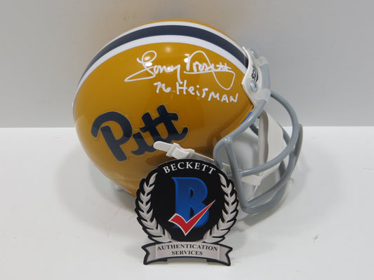 TONY DORSETT SIGNED PITT PANTHERS TB MINI HELMET w/76 HEISMAN BAS COA