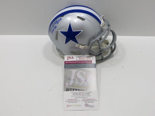 BOB LILLY SIGNED DALLAS COWBOYS RIDDELL MINI TB HELMET w/HOF 80 JSA COA