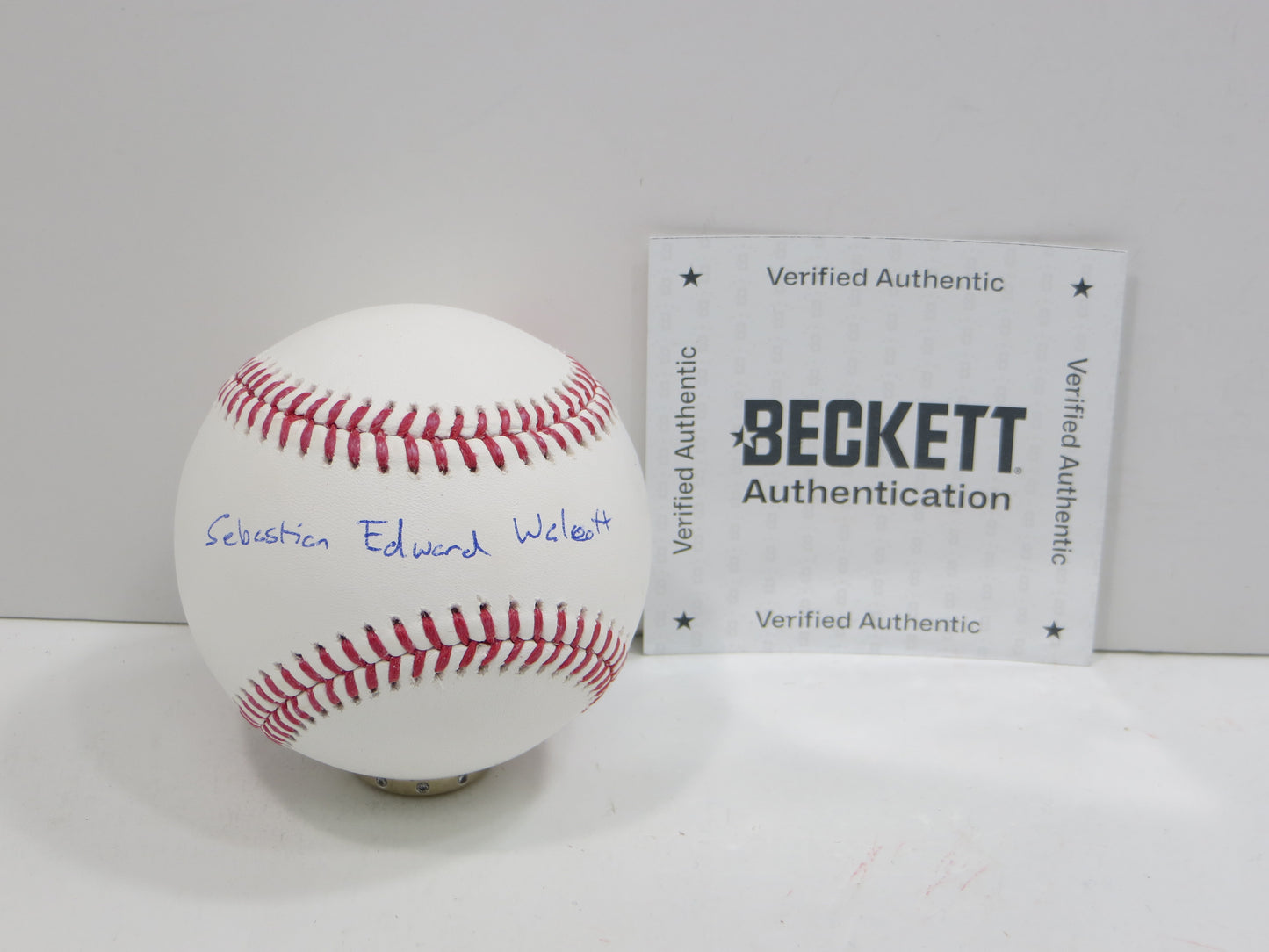 SEBASTIAN WALCOTT TEXAS RANGERS SIGNED FULL NAME SIGNATURE OML BASEBALL BAS