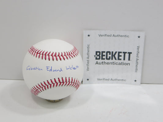 SEBASTIAN WALCOTT TEXAS RANGERS SIGNED FULL NAME SIGNATURE OML BASEBALL BAS