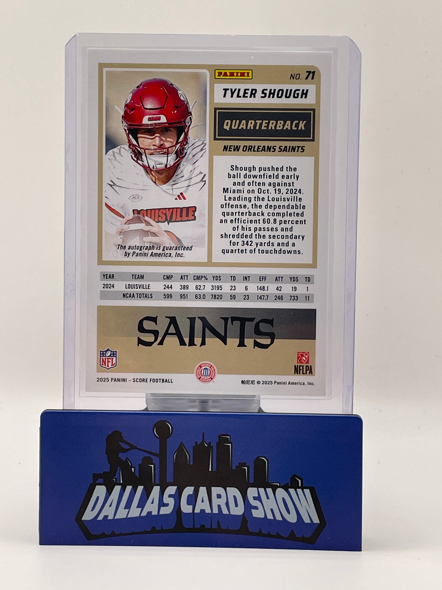 2025 Panini Score #71 Tyler Shough Rookie Autograph
