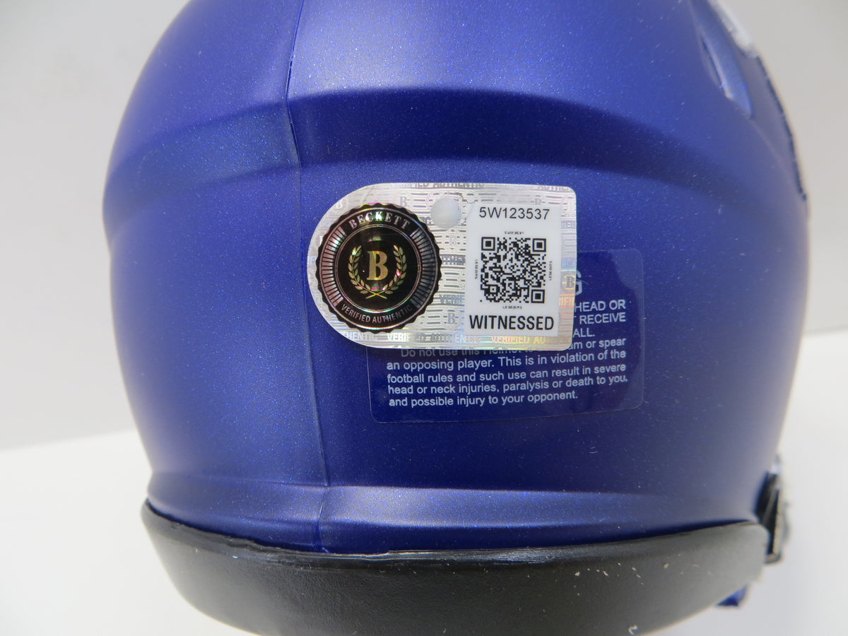 MAX DUGGAN TCU HORNED FROGS SIGNED Purple MINI HELMET wGoFrogs BAS