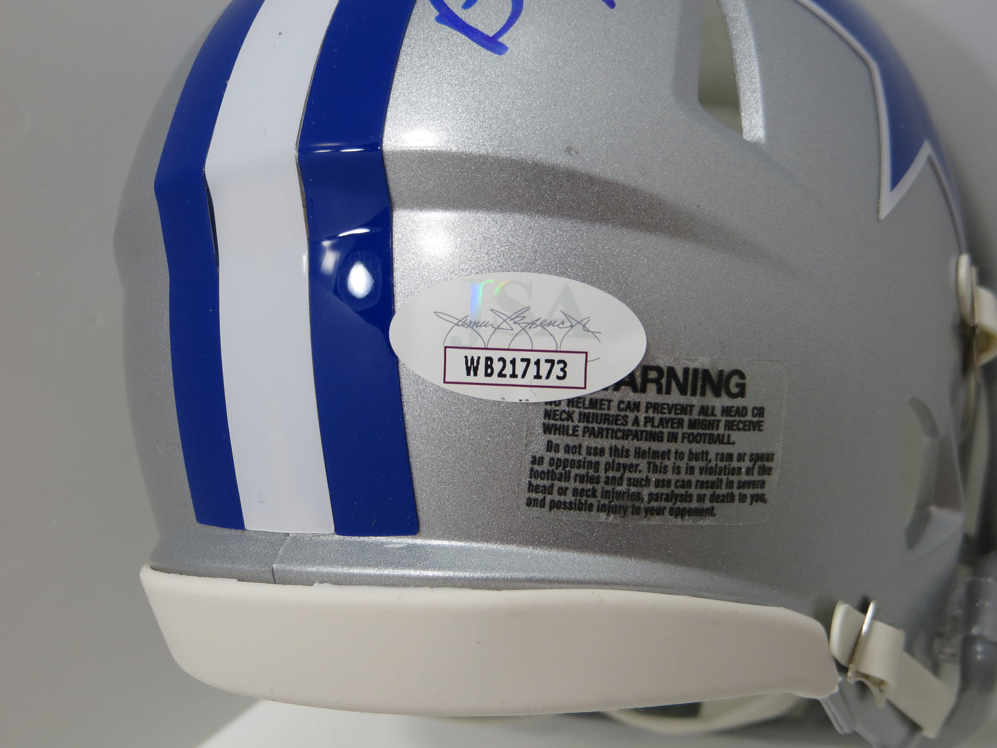 BOB LILLY SIGNED DALLAS COWBOYS RIDDELL MINI TB HELMET w/HOF 80 JSA COA