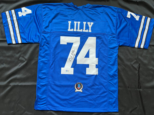 BOB LILLY SIGNED BLUE JERSEY Size 2XL Dallas Cowboys w/HOF 80 BAS COA