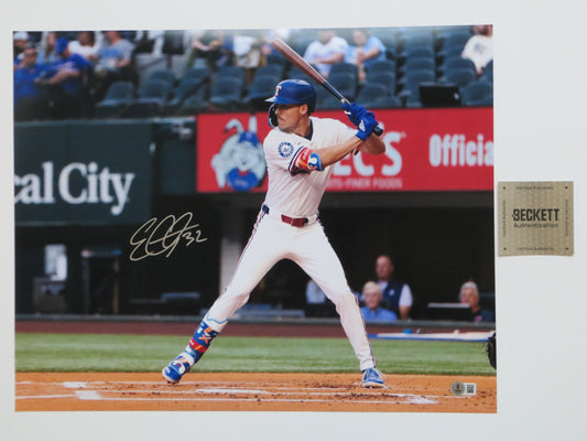 EVAN CARTER TEXAS RANGERS SIGNED 16x20 PHOTO Globe Life Field at Bat BAS COA