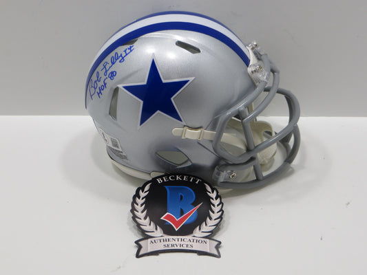 BOB LILLY SIGNED DALLAS COWBOYS RIDDELL MINI TB HELMET w/HOF 80 BAS COA