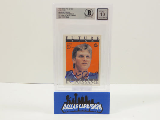 BRETT HULL SIGNED 1988-89 O-Pee-Chee OPC Stickers #81 BAS BGS SLAB AUTO 10 Blues
