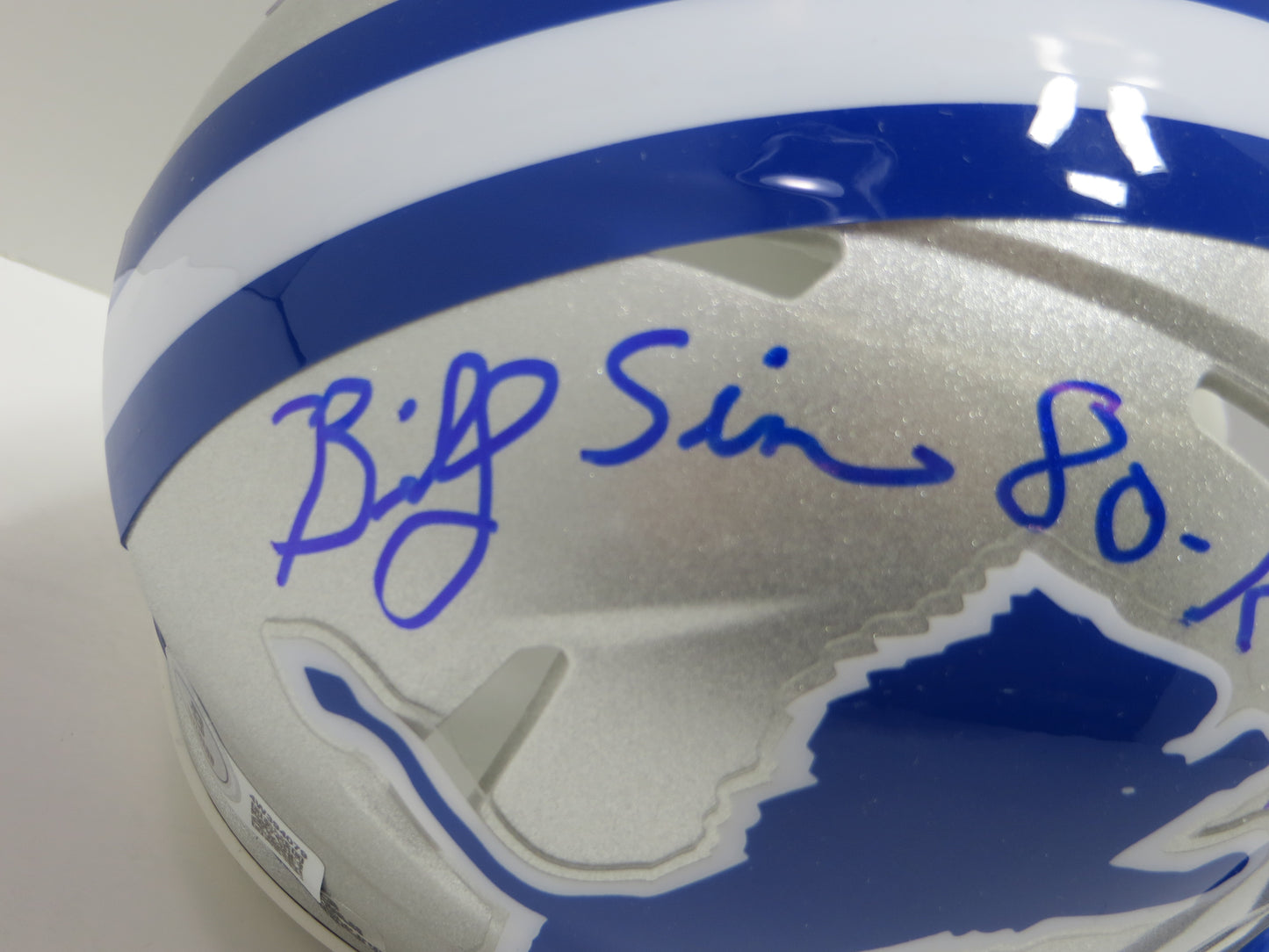 BILLY SIMS SIGNED DETROIT LIONS MINI HELMET w/ 80 ROY OU Sooners BAS