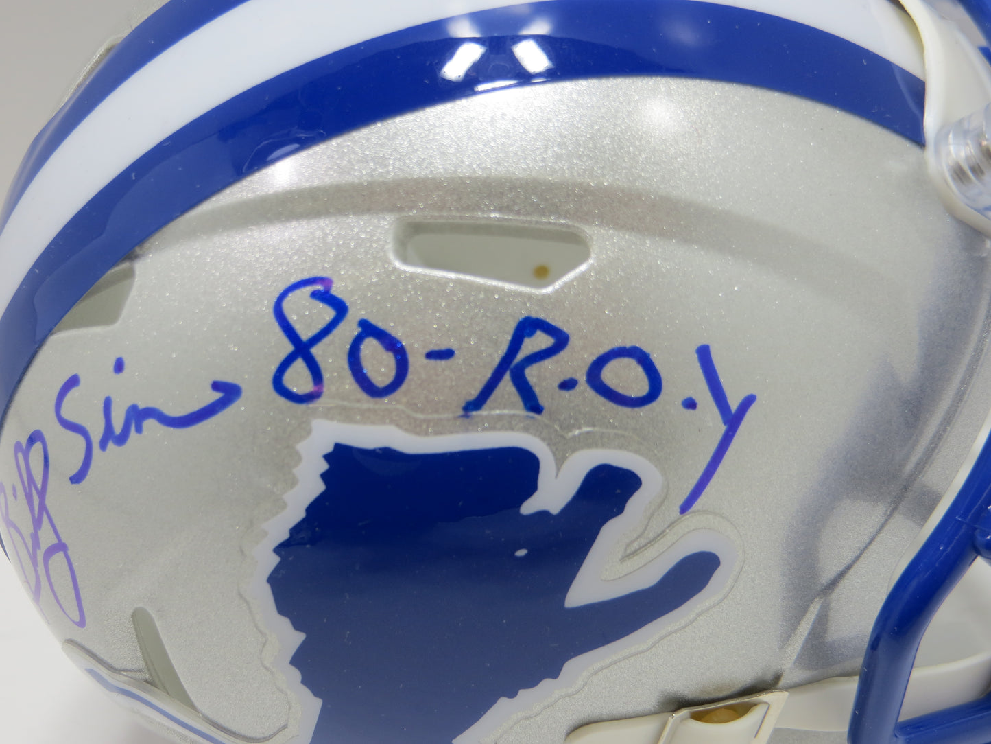 BILLY SIMS SIGNED DETROIT LIONS MINI HELMET w/ 80 ROY OU Sooners BAS