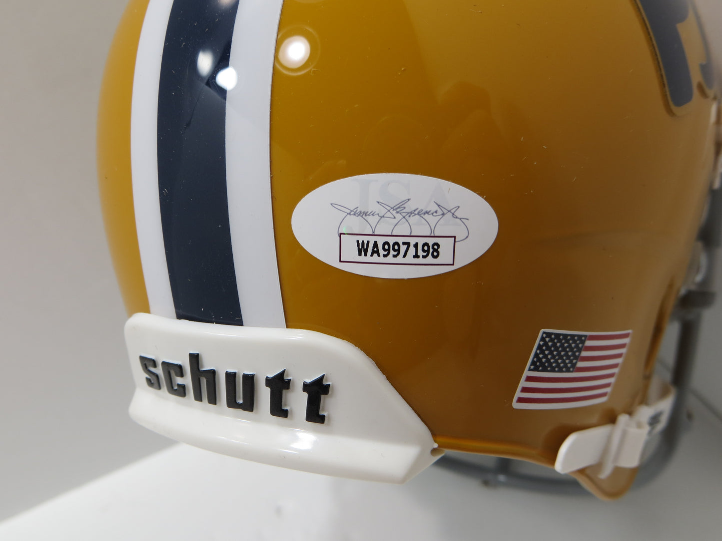 TONY DORSETT SIGNED PITT PANTHERS THROWBACK MINI HELMET w/76 HEISMAN JSA