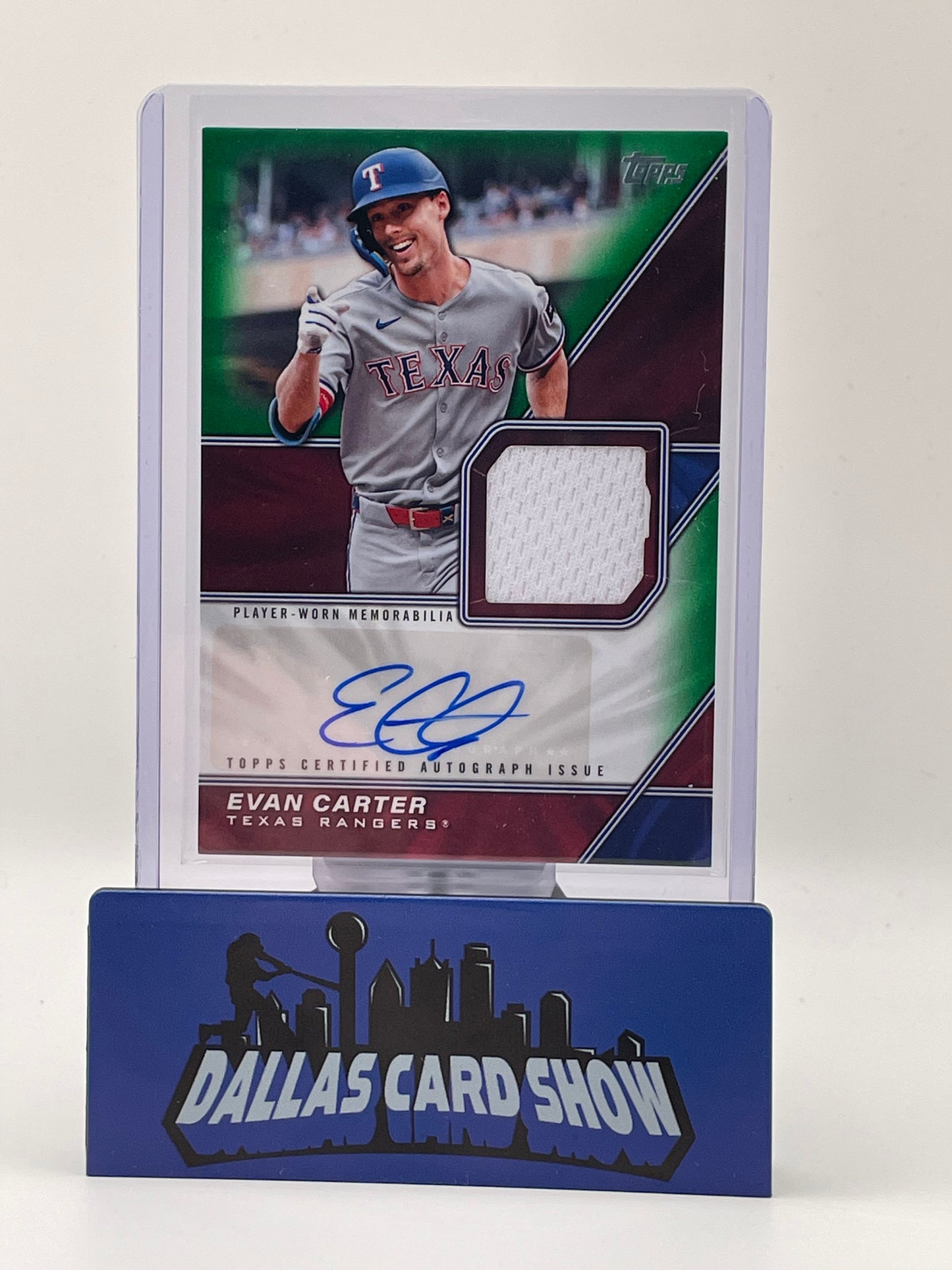2026 Topps #MLMA-EC Evan Carter Major League Materials Green Autograph /99