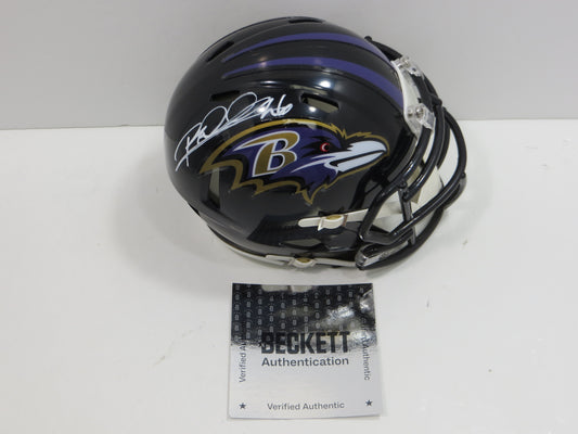 ROD WOODSON BALTIMORE RAVENS SIGNED RIDDELL MINI HELMET BAS COA