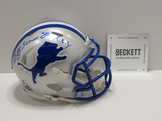 BILLY SIMS SIGNED DETROIT LIONS MINI HELMET w/ 80 ROY OU Sooners BAS