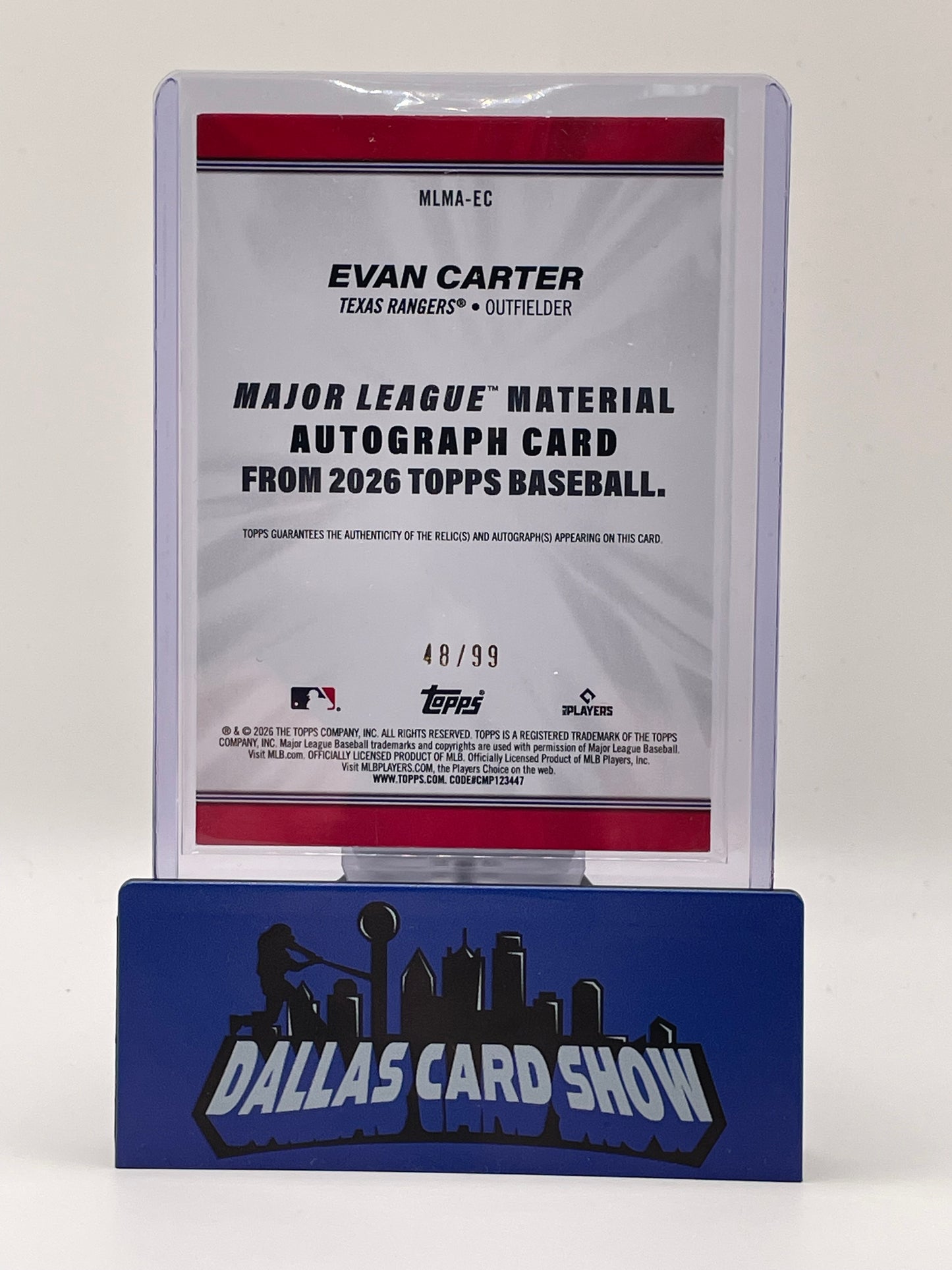 2026 Topps #MLMA-EC Evan Carter Major League Materials Green Autograph /99