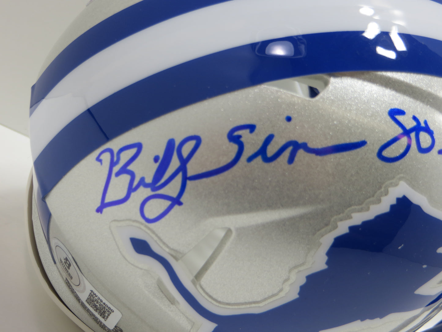BILLY SIMS SIGNED DETROIT LIONS MINI HELMET w/ 80 ROY OU Sooners BAS