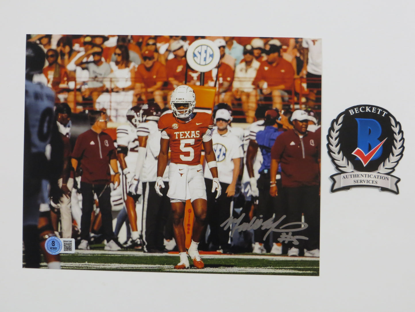 MALIK MUHAMMAD Texas Longhorns Burnt Orange Jersey SIGNED 8x10 PHOTO BAS COA