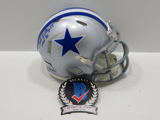 BOB LILLY SIGNED DALLAS COWBOYS RIDDELL MINI TB HELMET w/HOF 80 BAS COA