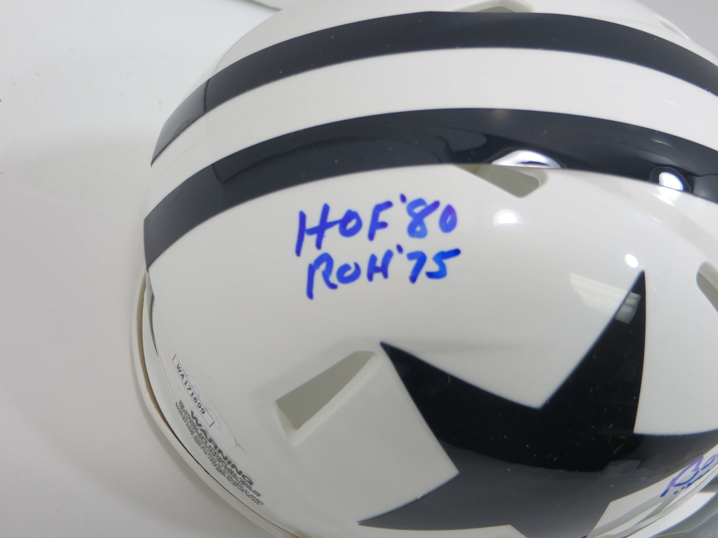 BOB LILLY SIGNED DALLAS COWBOYS MINI WHITE THROWBACK HELMET w/3 INSCs JSA