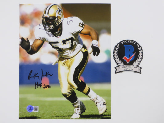 RICKEY JACKSON NEW ORLEANS SAINTS SIGNED 8x10 PHOTO w/HOF 2010 BAS COA