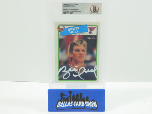BRETT HULL SIGNED 1988-89 O-Pee-Chee OPC #66 BAS BGS SLAB STL Blues Stars