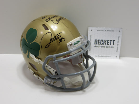RAGHIB ROCKET ISMAIL SIGNED Shamrock NOTRE DAME MINI HELMET w/88NC BAS