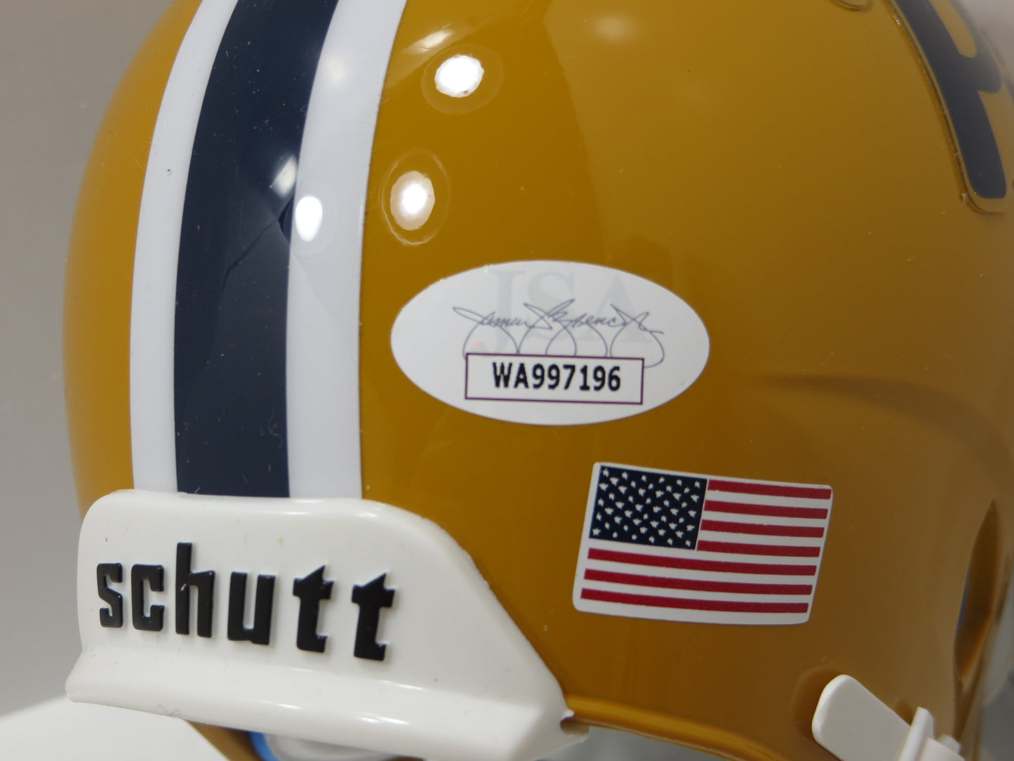 TONY DORSETT SIGNED PITT PANTHERS THROWBACK MINI HELMET w/76 HEISMAN JSA