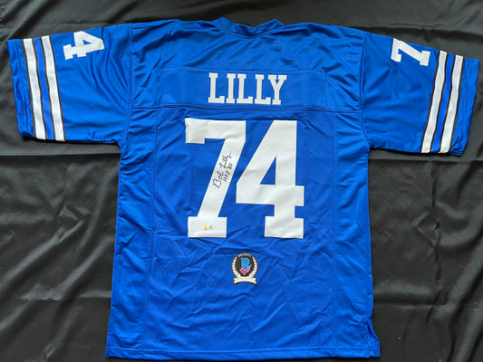 BOB LILLY SIGNED BLUE JERSEY Size 2XL Dallas Cowboys w/HOF 80 BAS COA