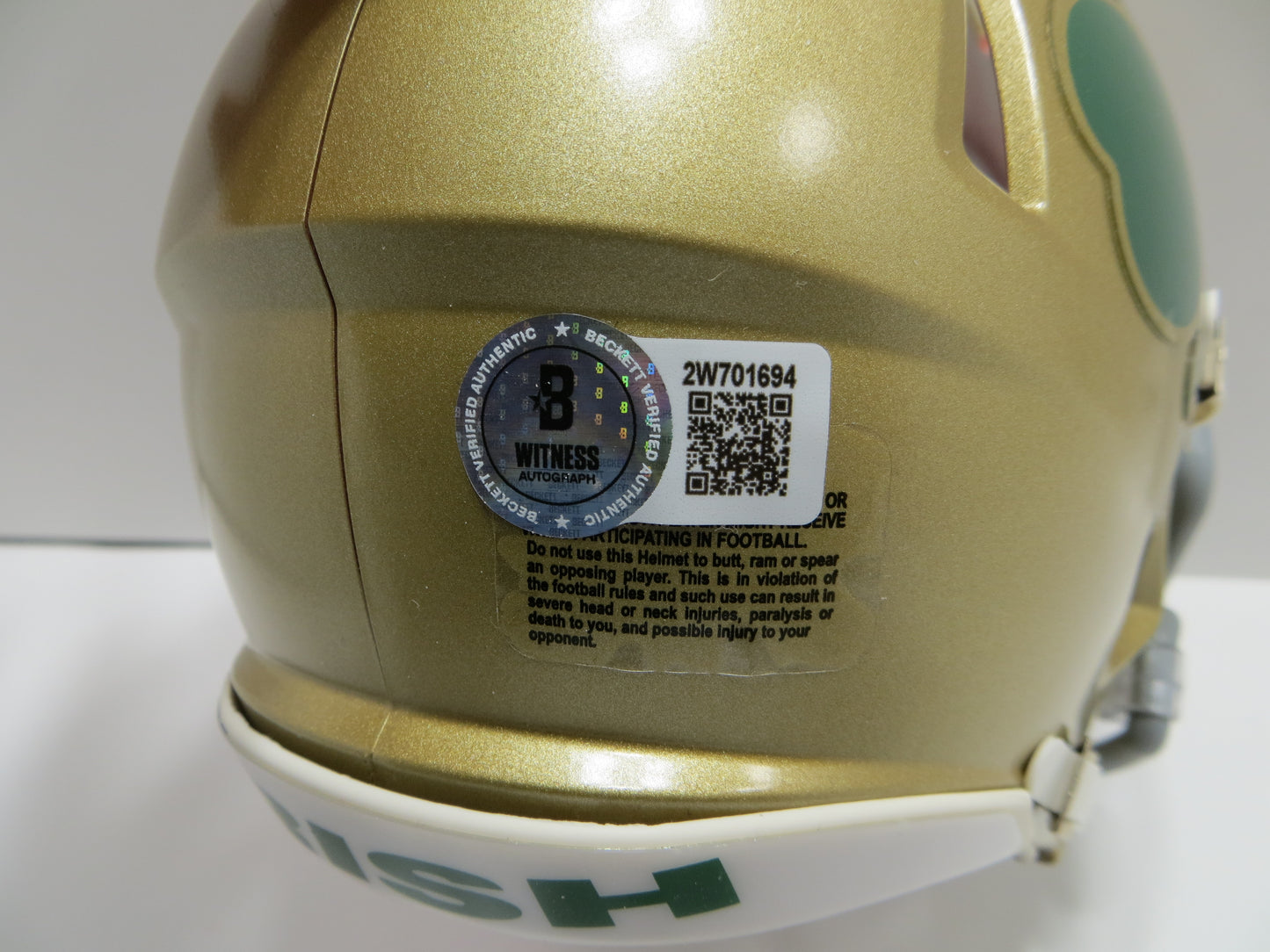RAGHIB ROCKET ISMAIL SIGNED Shamrock NOTRE DAME MINI HELMET w/88NC BAS