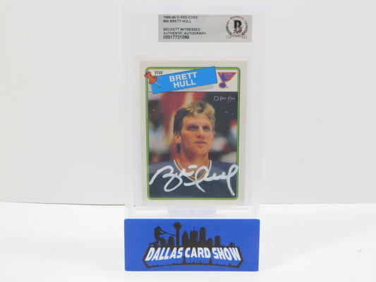 BRETT HULL SIGNED 1988-89 O-Pee-Chee OPC #66 BAS BGS SLAB Blues Stars Red Wings