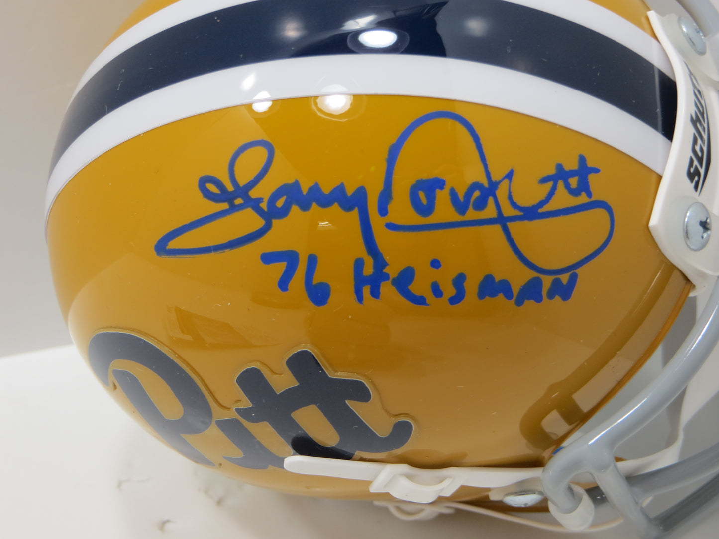 TONY DORSETT SIGNED PITT PANTHERS THROWBACK MINI HELMET w/76 HEISMAN JSA