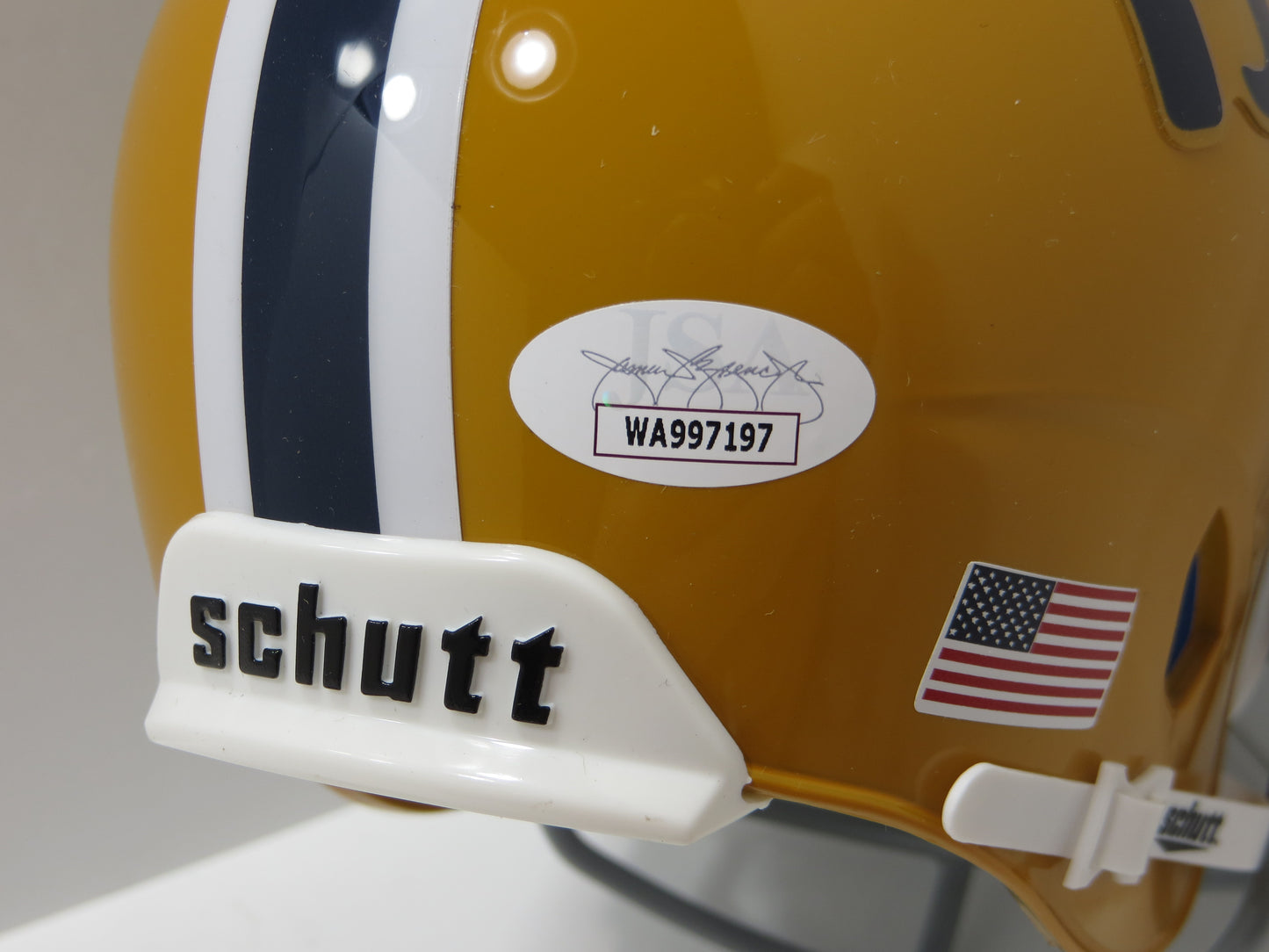 TONY DORSETT SIGNED PITT PANTHERS THROWBACK MINI HELMET w/76 HEISMAN JSA