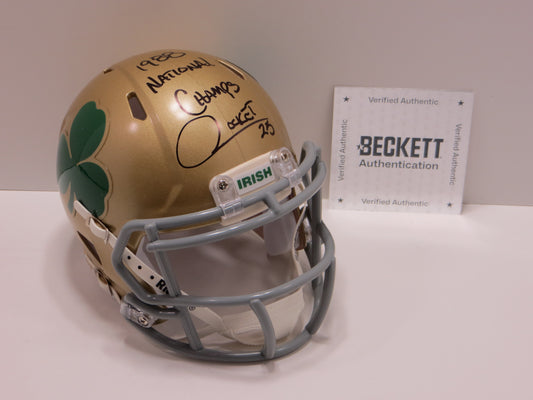 RAGHIB ROCKET ISMAIL SIGNED NOTRE DAME MINI HELMET w/2INSC BAS COA