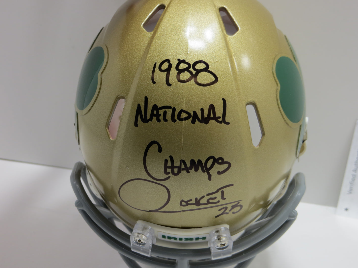 RAGHIB ROCKET ISMAIL SIGNED NOTRE DAME MINI HELMET w/2INSC BAS COA