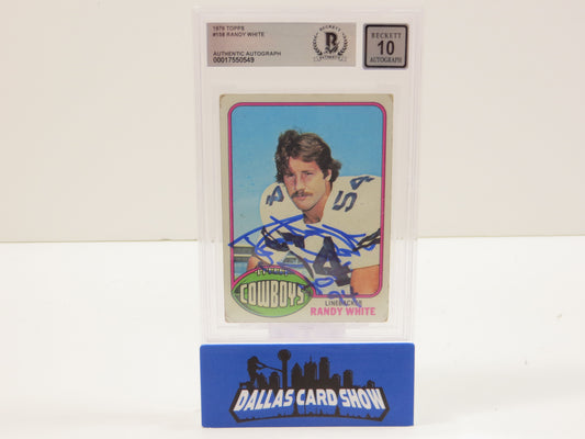 RANDY WHITE SIGNED 1976 Topps #158 BGS BAS SLAB AUTO 10 Cowboys Rookie