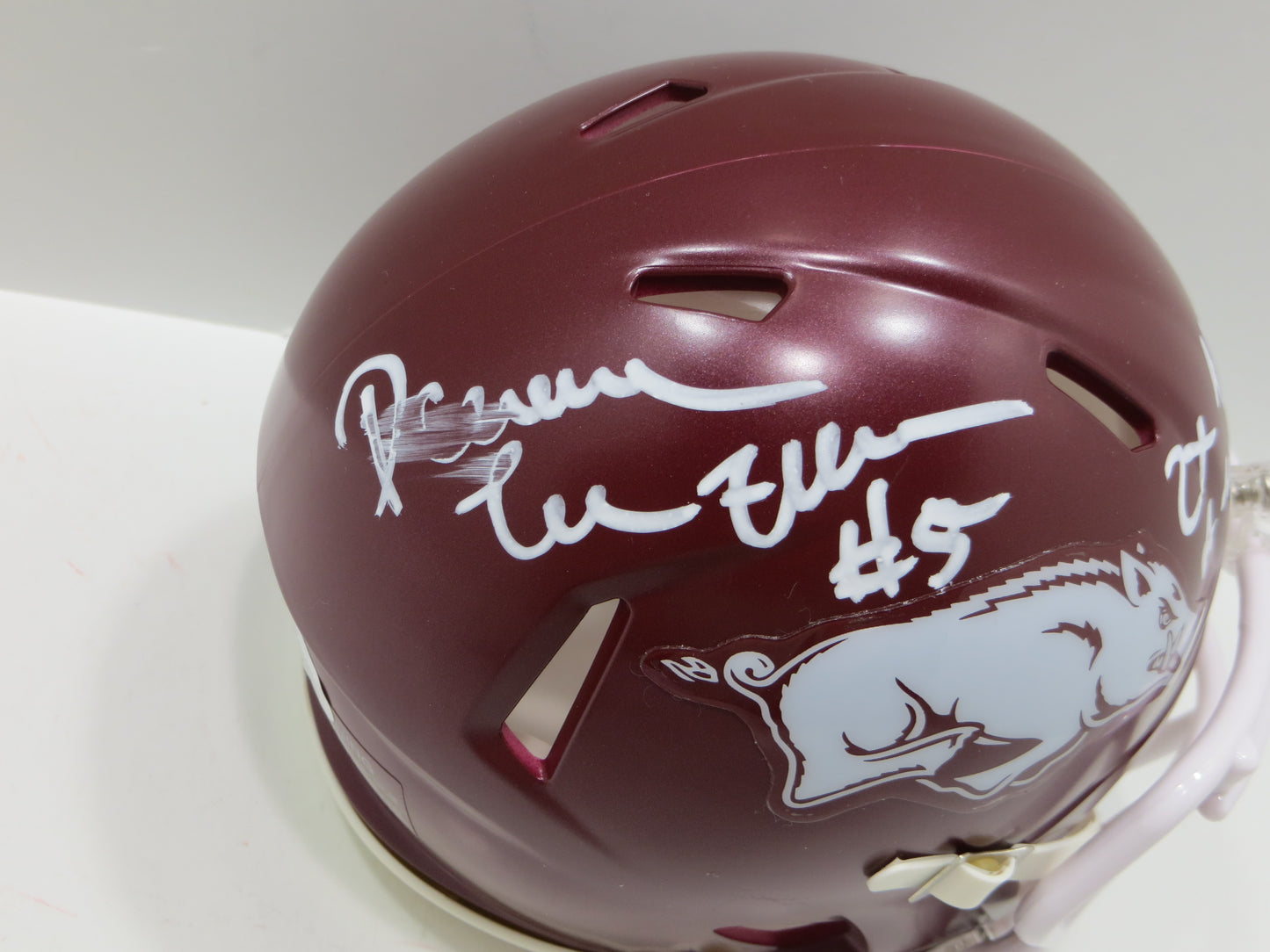 DARREN McFADDEN SIGNED ARKANSAS RAZORBACKS Riddell MINI HELMET w/2xAA BAS