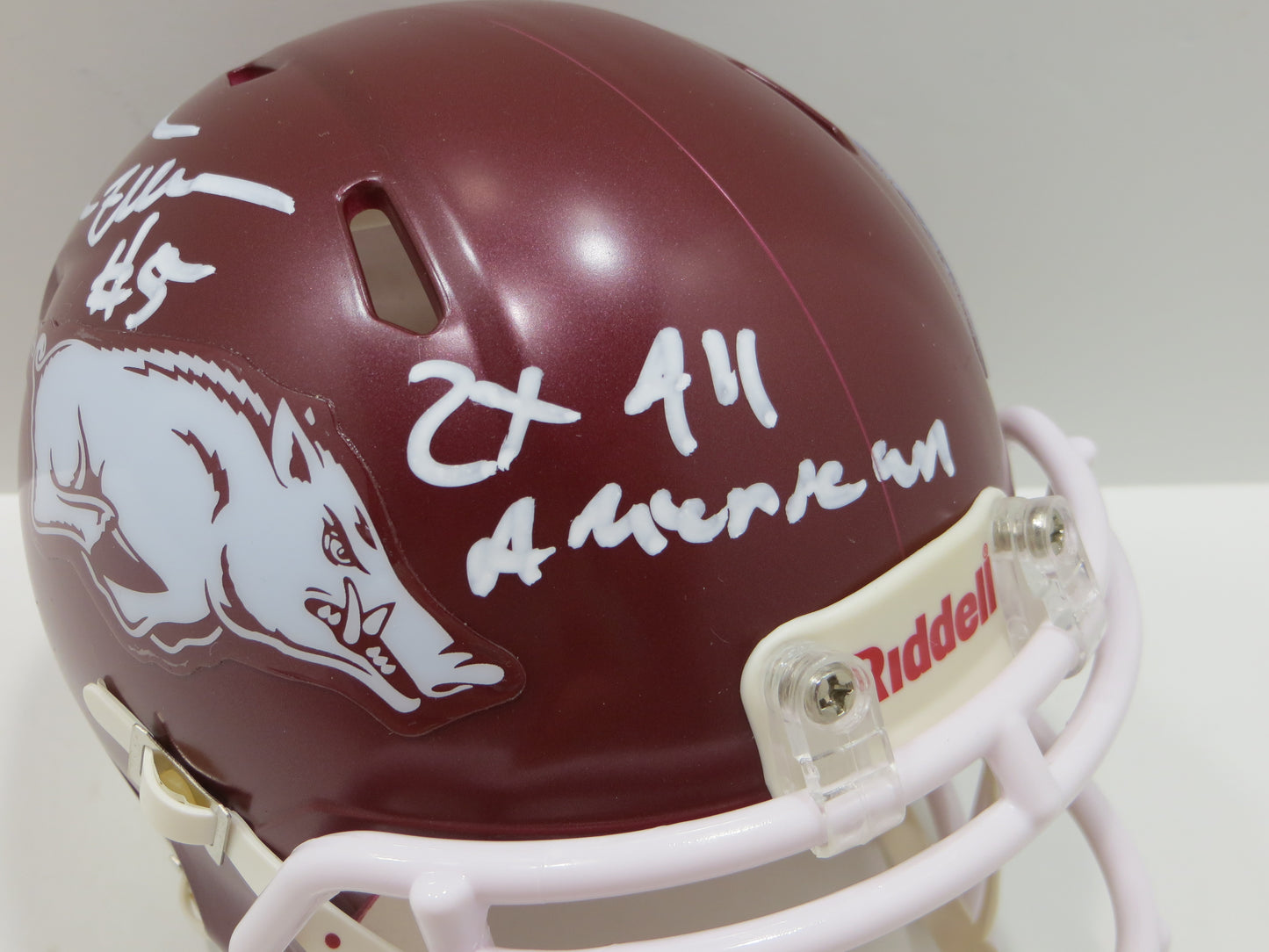 DARREN McFADDEN SIGNED ARKANSAS RAZORBACKS Riddell MINI HELMET w/2xAA BAS