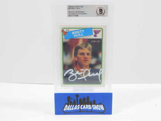 BRETT HULL SIGNED 1988-89 O-Pee-Chee OPC #66 BAS BGS SLAB Blues Dallas Stars