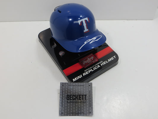 SEBASTIAN WALCOTT SIGNED TEXAS RANGERS MINI RAWLINGS BATTING HELMET BAS