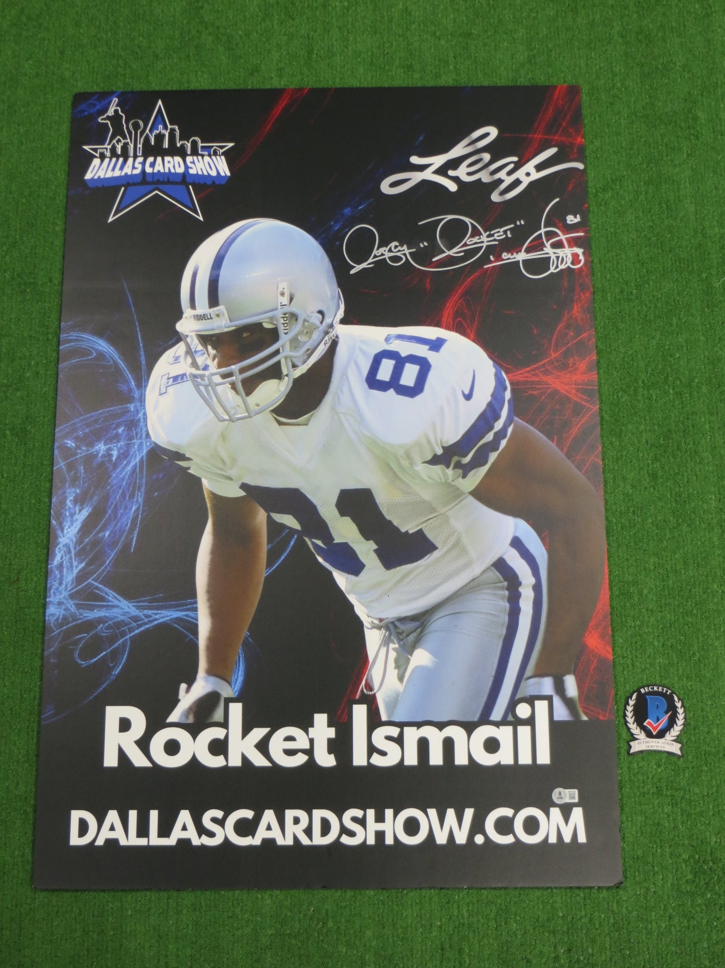 RAGHIB ROCKET ISMAIL SIGNED 24x36 Dallas Card Show FOAM BOARD BAS COA