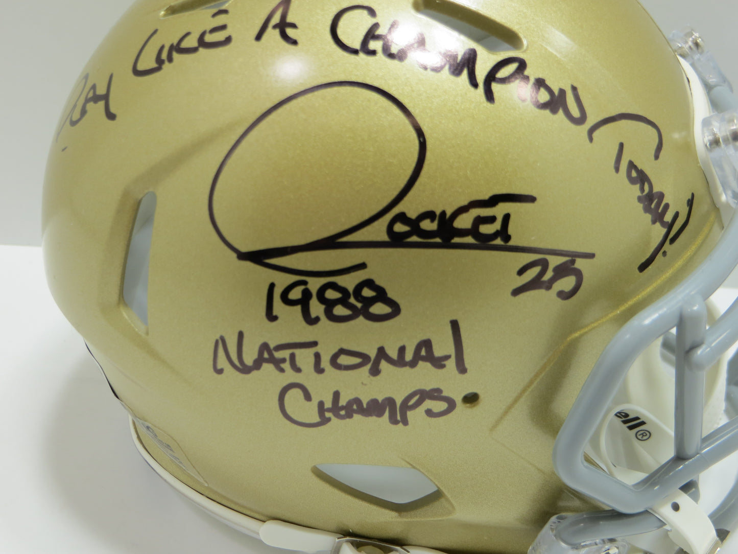 RAGHIB ROCKET ISMAIL SIGNED NOTRE DAME MINI HELMET w/2INSC BAS COA