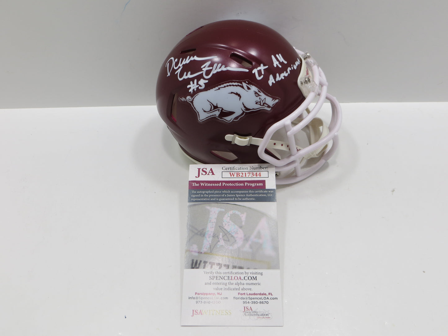DARREN McFADDEN SIGNED ARKANSAS RAZORBACKS Riddell MINI HELMET w/2xAA BAS