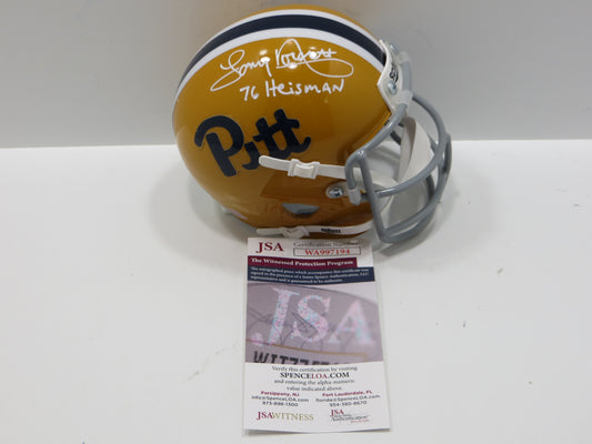 TONY DORSETT SIGNED PITT PANTHERS TB MINI HELMET w/76 HEISMAN JSA COA