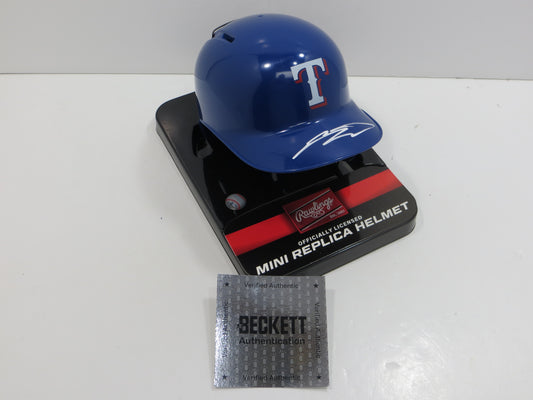 SEBASTIAN WALCOTT SIGNED TEXAS RANGERS MINI RAWLINGS BATTING HELMET BAS