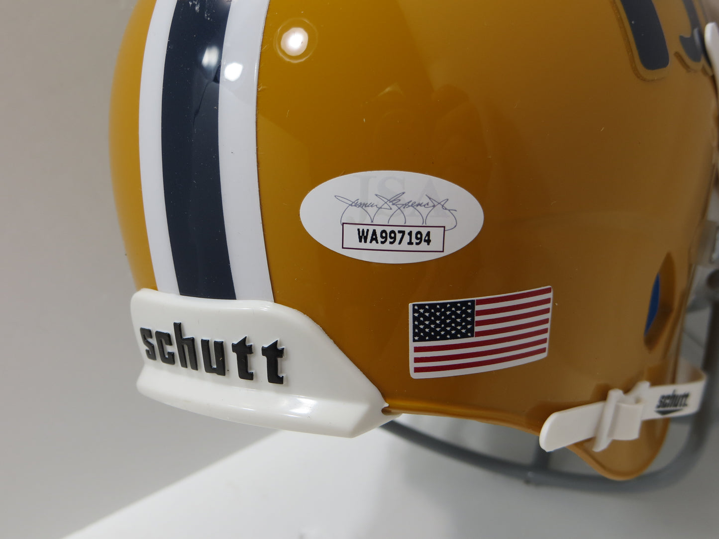 TONY DORSETT SIGNED PITT PANTHERS TB MINI HELMET w/76 HEISMAN JSA COA