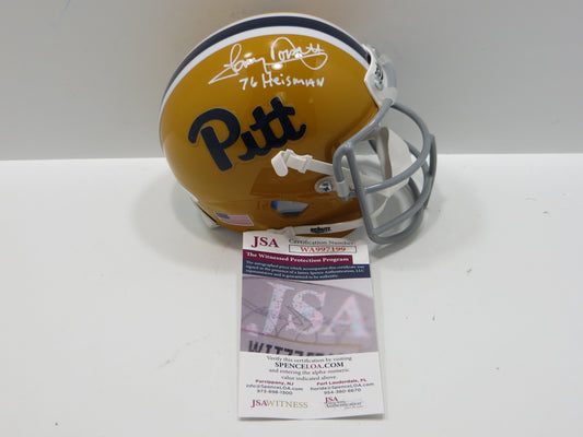 TONY DORSETT SIGNED PITT PANTHERS TB MINI HELMET w/76 HEISMAN JSA COA