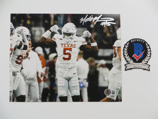 MALIK MUHAMMAD Texas Longhorns White Jersey SIGNED 8x10 PHOTO BAS COA