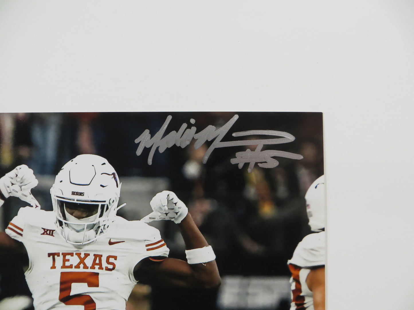 MALIK MUHAMMAD Texas Longhorns White Jersey SIGNED 8x10 PHOTO BAS COA