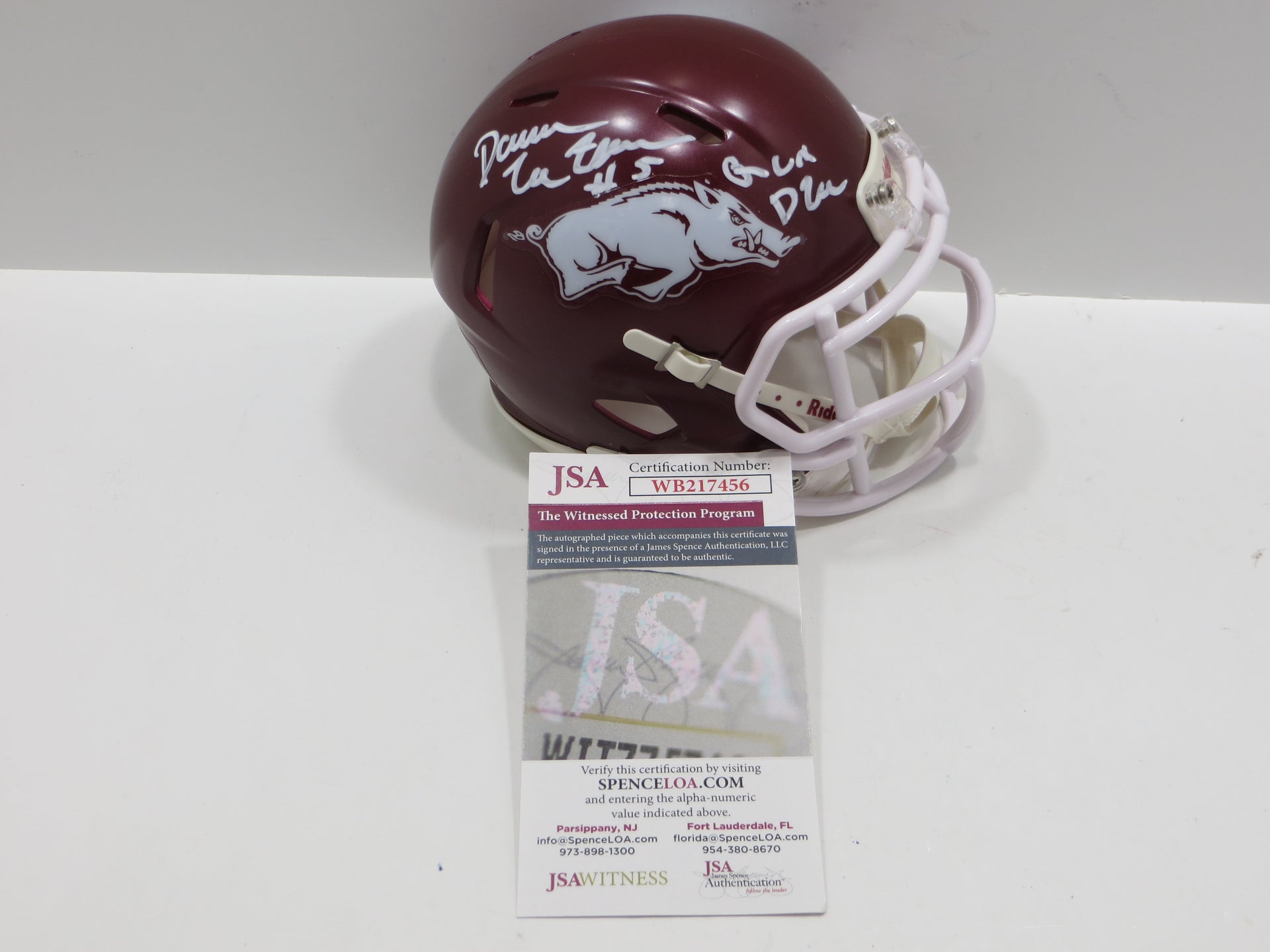 DARREN McFADDEN SIGNED ARKANSAS RAZORBACKS Riddell MINI HELMET wRunDMC – Dallas Card Show